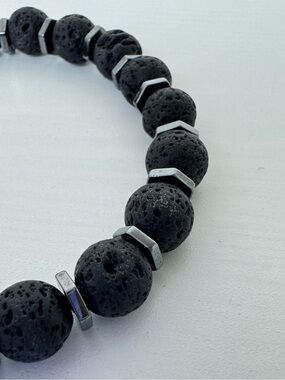 J. Element Co. Studio™ Beaded Lava Bracelet with Titanium Hematite Spacers 8 mm